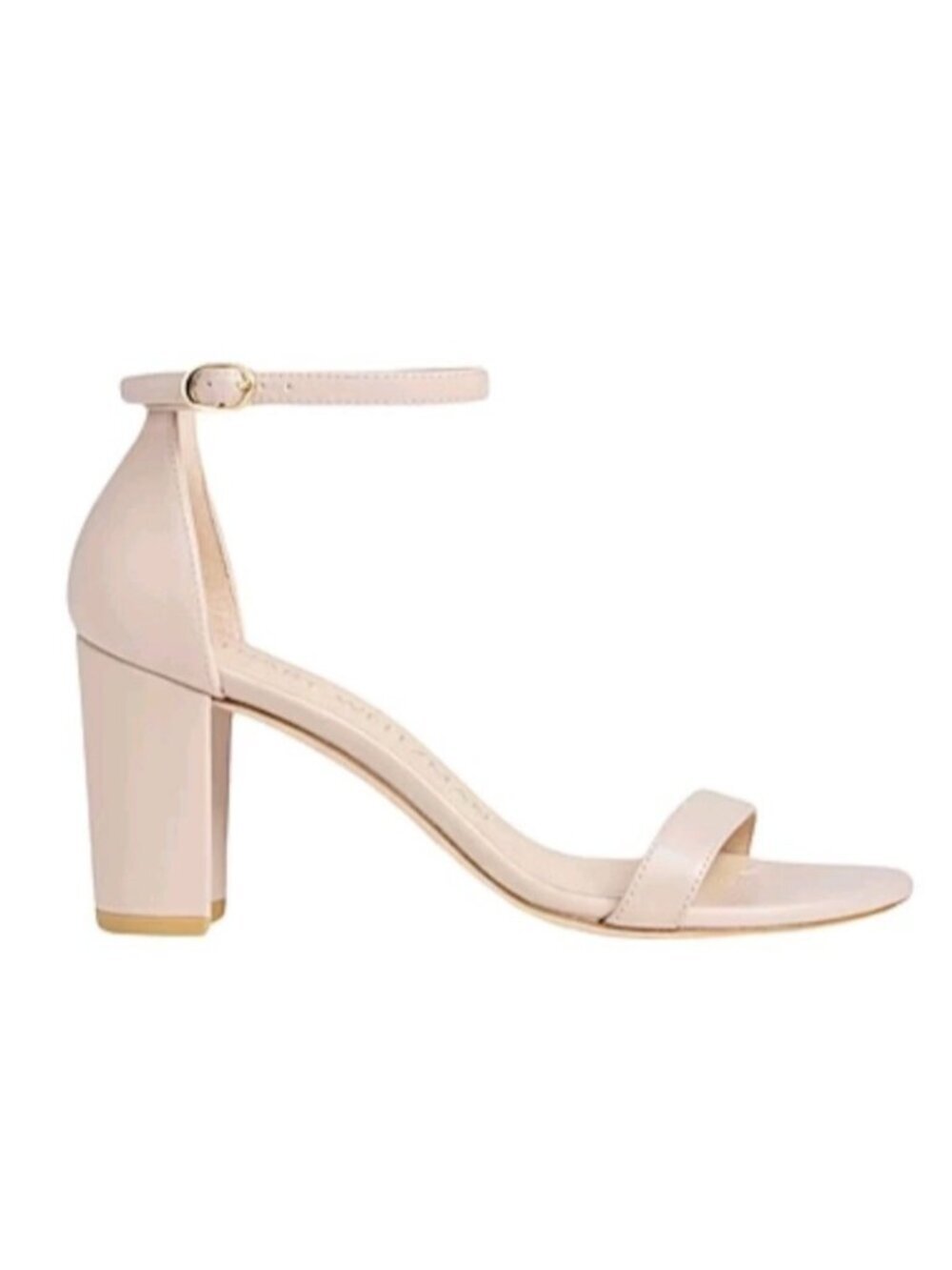 Stuart Weitzman NearlyNude Ankle Strap Sandals 8.5 Blush Pink Leather Block Hees - Picture 10 of 16